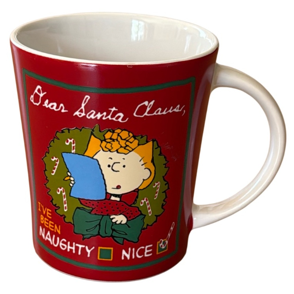 COPY- PEANUTS CHARLIE BROWN SALLY DEAR SANTA CLAUS I'VE BEEN.. COFFEE MUG 15 OZ